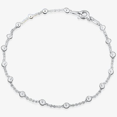 Sterling Silver 18cm Beaded Chain Bracelet