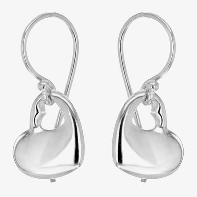 Sterling Silver Open Heart Dropper Earrings