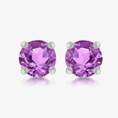 Sterling Silver 5mm Purple Crystal Stud Earrings