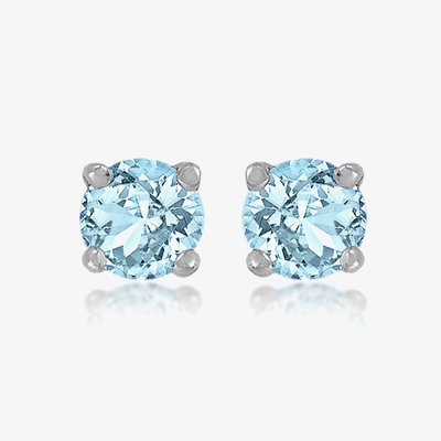 Sterling Silver 3mm Blue Cubic Zirconia Stud Earrings 8.57.7849