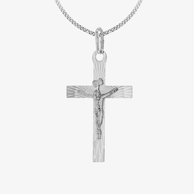 Sterling Silver Diamond-Cut Crucifix Pendant