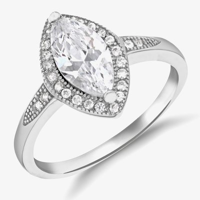 Sterling Silver Crystal Navette Cluster Ring 8.84.8779 M