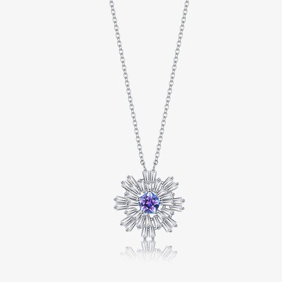 Carpe Diem Silver Crystal Flower Burst Small Pendant