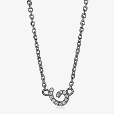 Cascade Silver Cubic Zirconia & Black Rhodium Tiny Swirl Pendant