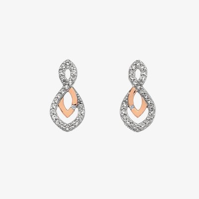 Silver & Rose Gold Plated Harmony White Topaz Earrings