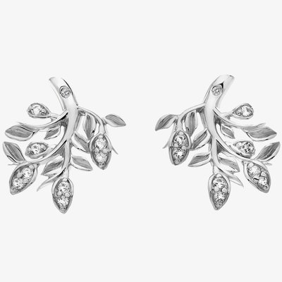 Nurture Sterling Silver White Topaz Tree Stud Earrings