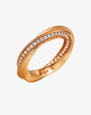Rose Gold Plated Silver Cubic Zirconia Twisted Ring