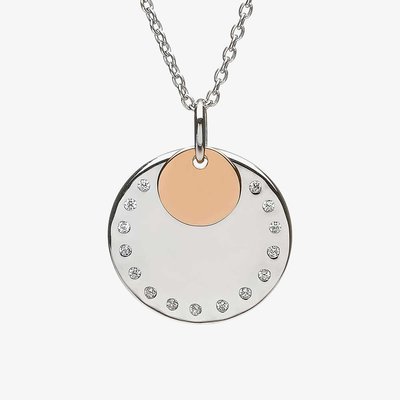 House Of Lor Silver Rose Gold Plated Cubic Zirconia Disc
