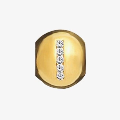 Gold Plated Silver Clear Cubic Zirconia I Bead