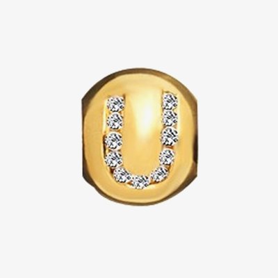 Lovelinks Gold Plated Silver Clear Cubic Zirconia U Bead