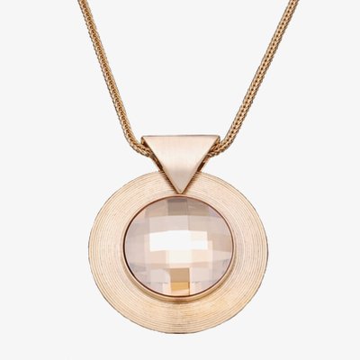 Sparkle Gold Plated Round Clear Crystal Disc Pendant N252