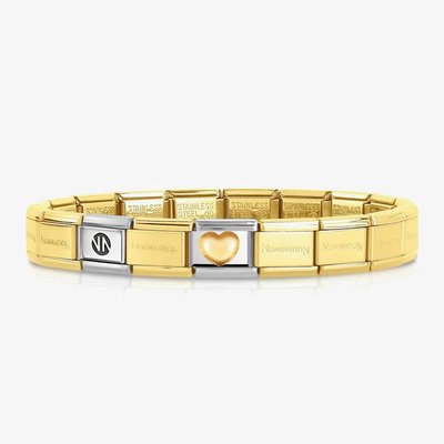 Nomination CLASSIC Gold Love Raised Heart Charm Bracelet 030116/01 & 530301 SI 008