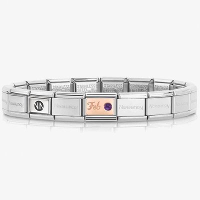 Nomination CLASSIC Rose Gold & Silver February Amethyst Bracelet 430508/02