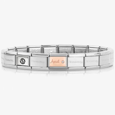 Nomination CLASSIC Rose Gold & Silver April Diamond Bracelet 430508/04