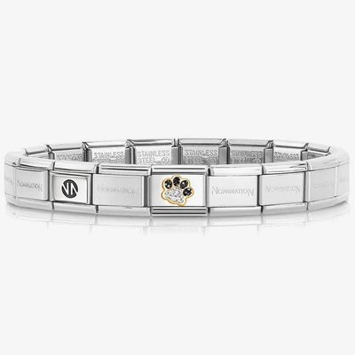 Nomination CLASSIC Gold Black & Silver Glitter Paw Bracelet 030220/22