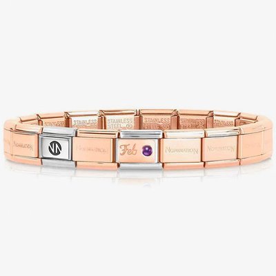 Nomination CLASSIC Rose Gold February Amethyst Bracelet 430508/02