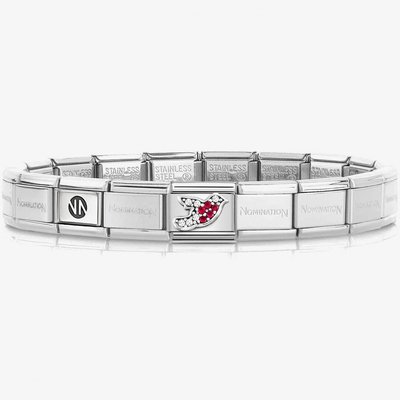 Nomination CLASSIC Silver Robin Crystal Charm Bracelet 330323/02 & 530300 SI