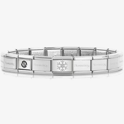 Nomination CLASSIC Silver Christmas Snowflake Charm Bracelet 330313/02 & 530300 SI