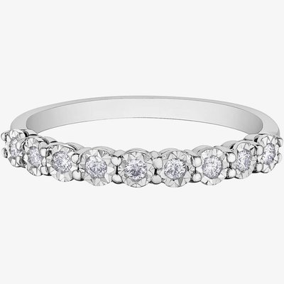 9ct White Gold 0.15ct Diamond Half Eternity Ring 50L67WG/15-10 O