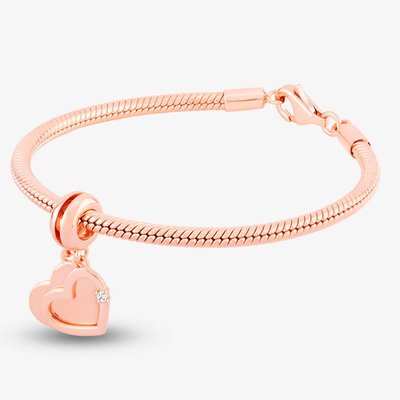 Double Hearts Dangle Charm & Bracelet