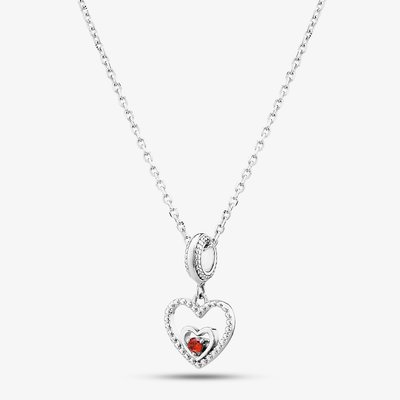 January Birthstone Heart Dangle Charm Necklace