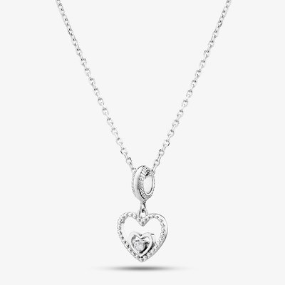 April Birthstone Heart Dangle Charm Necklace