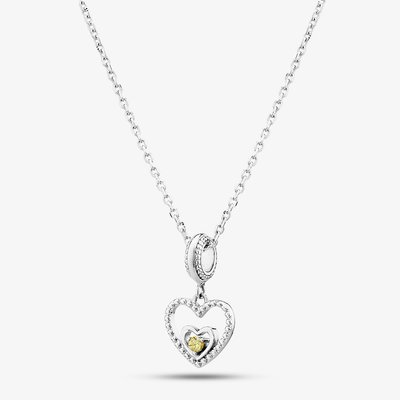 August Birthstone Heart Dangle Charm Necklace