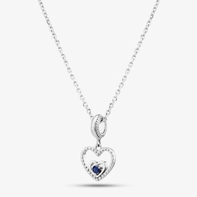 September Birthstone Heart Dangle Charm Necklace