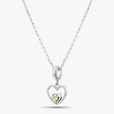 November Birthstone Heart Dangle Charm Necklace