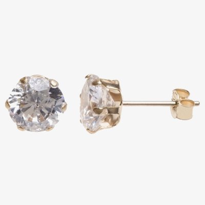 9ct Yellow Gold Cubic Zirconia Round Stud Earrings