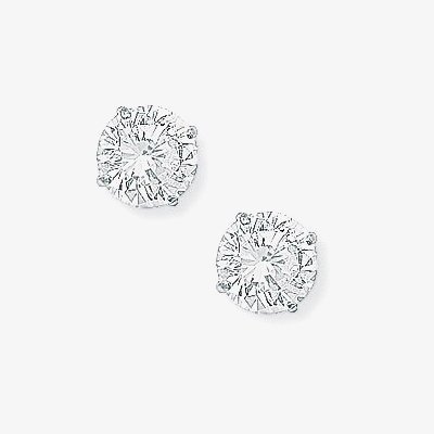 9ct White Gold 6mm Round Cubic Zirconia Stud Earrings