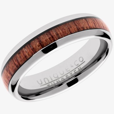 Mens Tungsten Wood Inlay 6mm Ring
