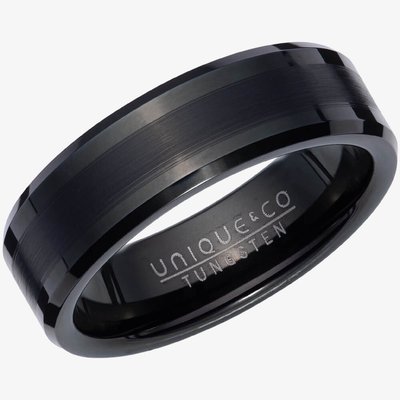 Mens Black Tungsten 7mm Ring
