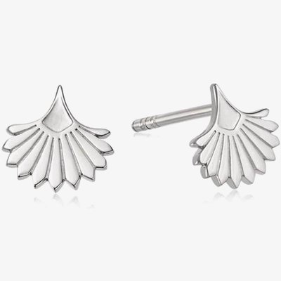 Palms Sterling Silver Palm Fan Stud Earrings