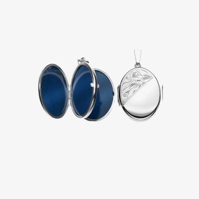 Silver Oval Family Locket Engraved