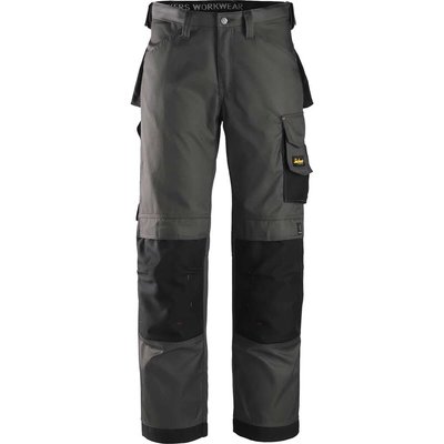 Snickers 3312 Mens DuraTwill Work Trousers Grey / Black 28" 32"