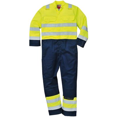 BizFlame Pro Flame Resistant Hi Vis Coverall Yellow / Navy 2XL