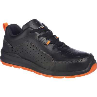 Portwest Compositelite Perforated Safety Trainers Black / Orange Size 8