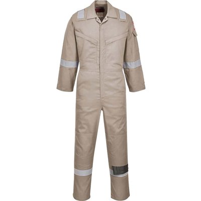 BizFlame Mens Flame Resistant Super Lightweight Antistatic Coverall Khaki XL 32"