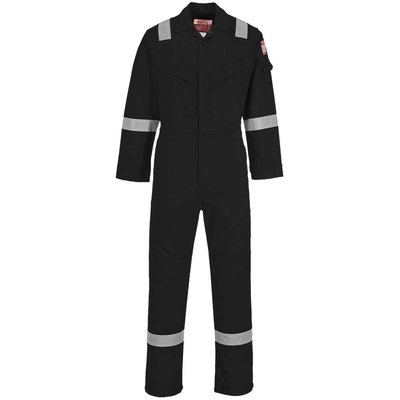 BizFlame Mens Flame Resistant Lightweight Antistatic Coverall Black L 32"