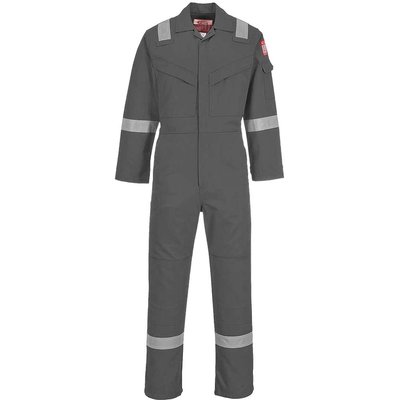BizFlame Mens Flame Resistant Lightweight Antistatic Coverall Grey XL 32"