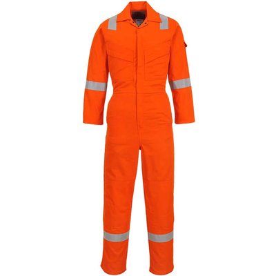 BizFlame Mens Flame Resistant Lightweight Antistatic Coverall Orange M 32"
