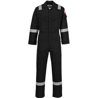 BizFlame Mens Aberdeen Flame Resistant Antistatic Coverall Black L 32"