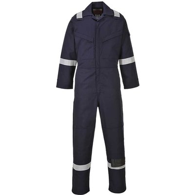 BizFlame Mens Aberdeen Flame Resistant Antistatic Coverall Navy Blue 2XL 34"