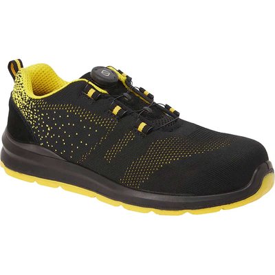 Portwest Compositelite Wire Lace Knit Safety Trainers Black / Yellow Size 12