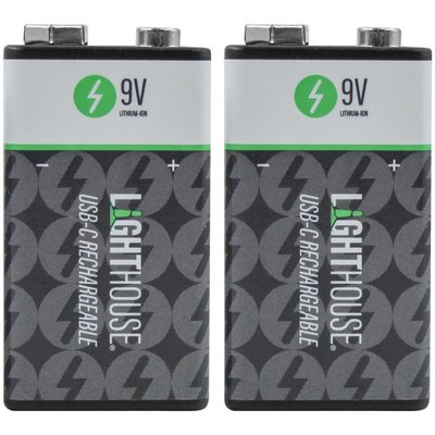 Lighthouse USB-C Rechargeable Li-ion 9v Battery