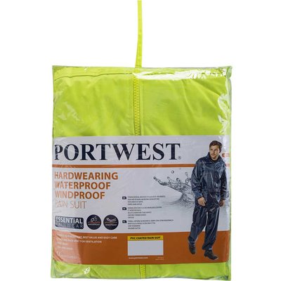 Portwest Essentials 2 Piece Waterproof Rain Suit Yellow L