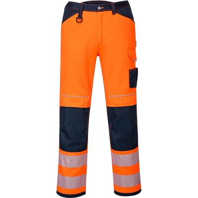 Portwest PW34 Hi Vis Work Trousers Orange / Navy 42" 29"
