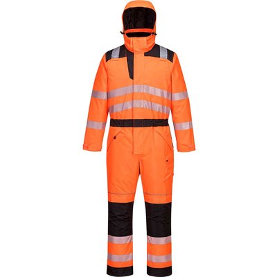 Oxford Weave 300D Class 3 PW3 Hi Vis Winter Coverall Orange / Black 2XL 31"