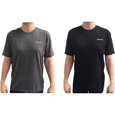 Stanley Mens T Shirt Twin Pack of 2 Grey / Black XL